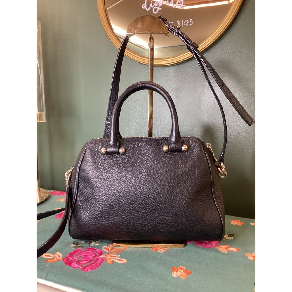 Kate Spade Black Pebbled Leather Satchel Crossbody Bag‎ Gold Hardware PXRU5510 - Picture 4 of 7